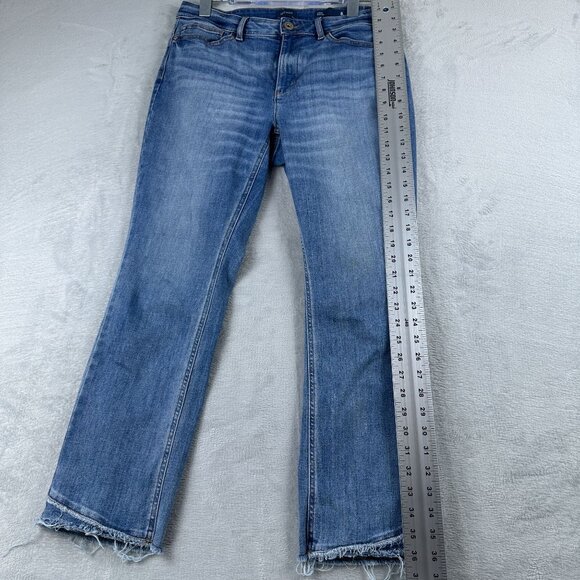 J. Jill Demi Bootcut Jeans Size 8 Frayed Hem Womens Mid Rise Light Wash Blue - Picture 11 of 12